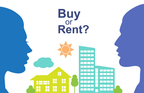 购买和出租房子或公寓之间的选择概念, 矢量插图