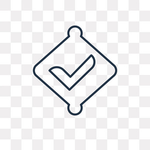 复选标记矢量轮廓图标隔离在透明的背景下, 高品质的线性复选标记