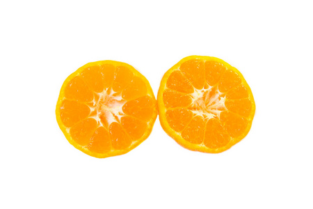 在白色背景上的橙片