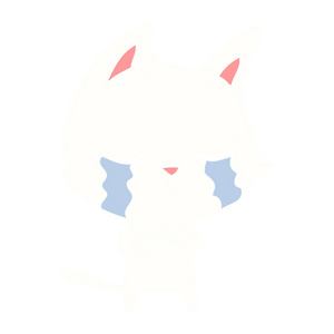 哭泣的扁平颜色风格动画片猫