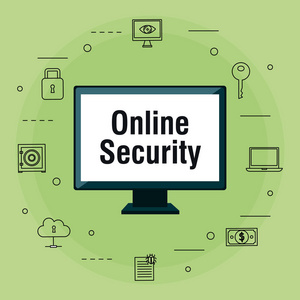 带有联机安全图标的计算机显示图片