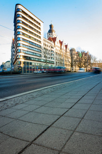 三角形的高层建筑在莱比锡, 德国