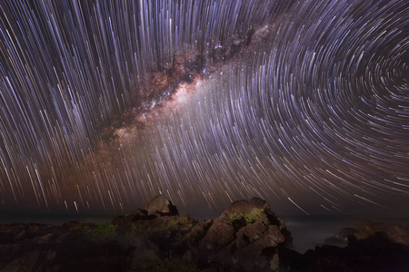 夜空中有许多星星的景色