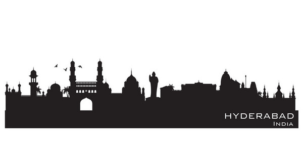 海德拉巴印度城市天际线矢量剪影