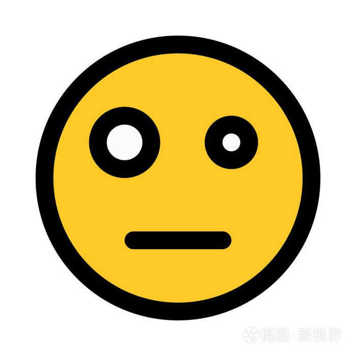 怀疑的大眼睛表情符号五颜六色的矢量插图