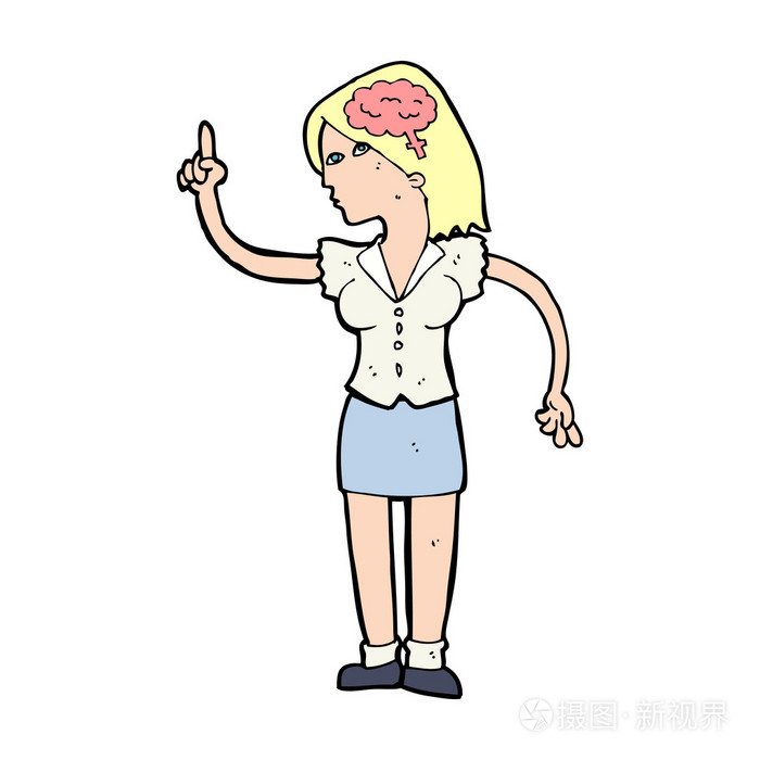 卡通女人与聪明的主意插画-正版商用图片08ebol-摄图新视界