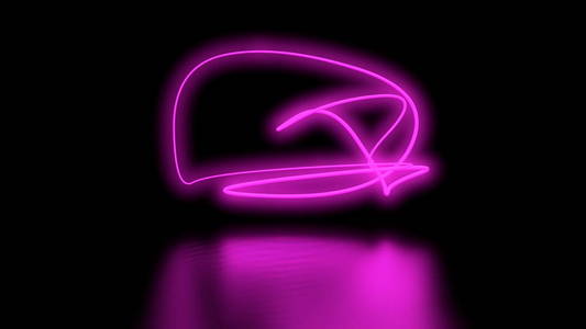 未来科幻抽象紫色霓虹灯形状在黑色背景墙和反射地板空白的文本3d 渲染插图