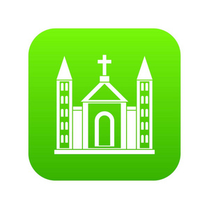 基督教天主教教堂建筑图标数字绿色