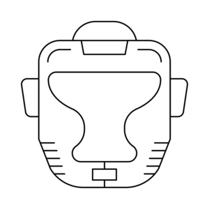 拳击防护头盔平面图标隔离在白色背景, 矢量, 插图