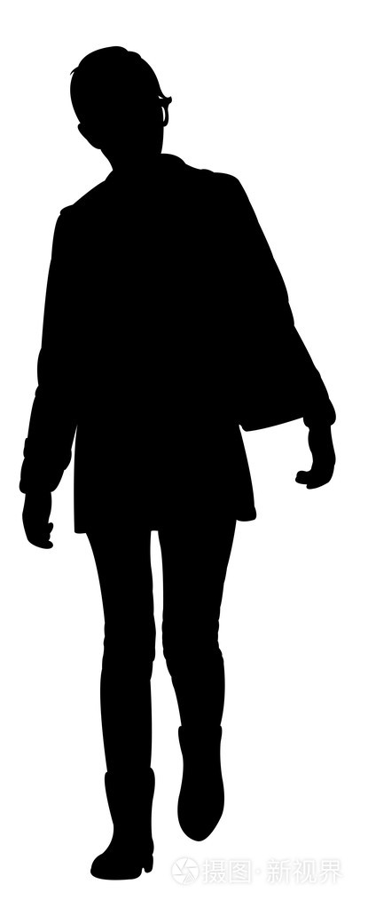 步行的女孩剪影矢量插画-正版商用图片08ehrw-摄图新视界