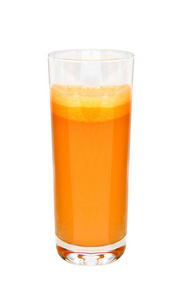 全玻璃的白色背景上的橙汁