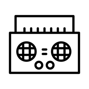 盒式收音机平面图标, 矢量, 插图