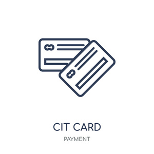 信用卡图标。信用卡线性符号设计从付款收集。简单的大纲元素向量例证在白色背景
