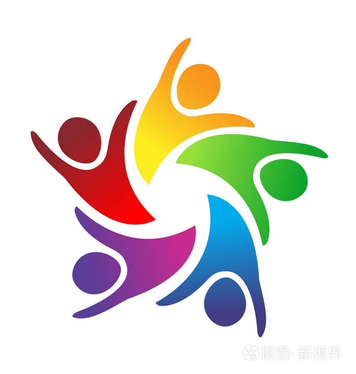 兴奋的团队朋友人物标志向量