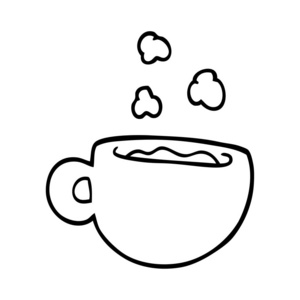 线画卡通杯茶