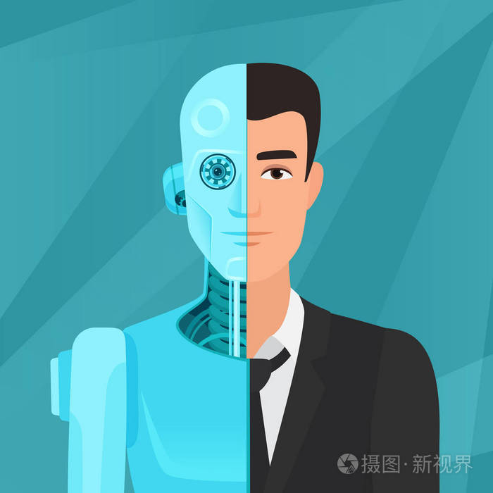 半机器人, 半人人商人在西装向量例证