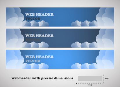 Web 标头与精确的尺寸，设置的矢量横幅