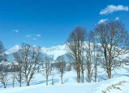 冬季白雪皑皑的乡村景观奥地利。