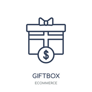 礼品盒图标。礼品盒线性符号设计从电子商务收藏。简单的大纲元素向量例证在白色背景