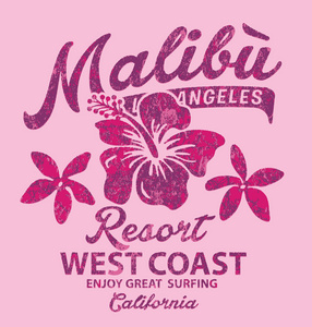 Malib surfing with hibiscus