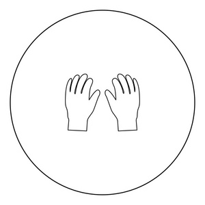 双工作手套图标黑色在圆圈轮廓向量插图中