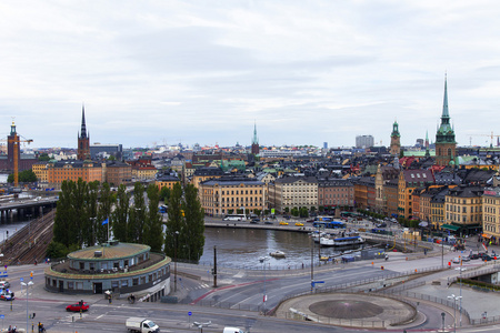 斯德哥尔摩，瑞典。从一个高点的城市风景