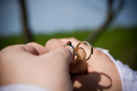 订婚戒指，新娘和新郎