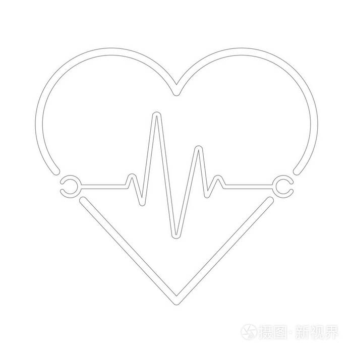 用于着色的心跳的平面设计矢量