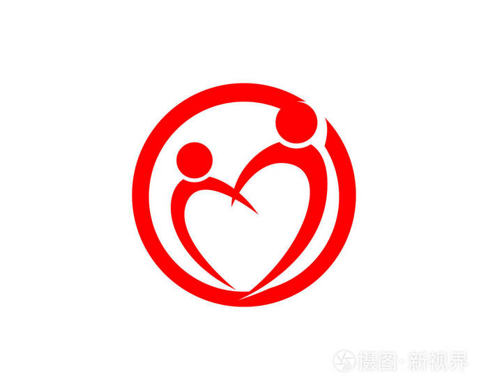 通过与社区护理 Logo 模板矢量图标