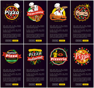 比萨餐厅和比萨店矢量插画图片
