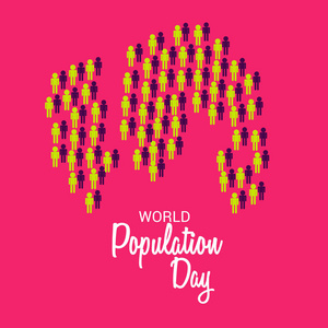 世界人口日文本空间背景的矢量插图