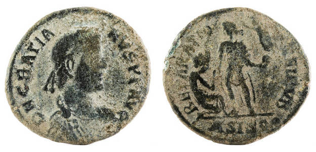 gratian 皇帝古罗马铜币照片