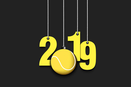 2019新年和网球挂在弦上