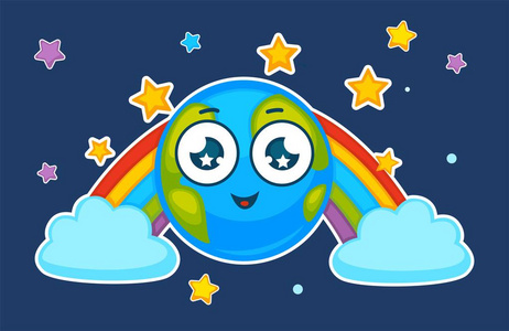 天空云中的矢量地球儿童背景设计照片