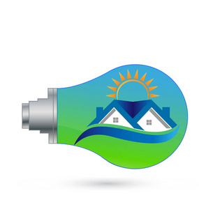 灯泡与智能住宅生态面板太阳矢量图标