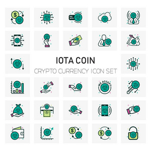 硬币加密货币图标集, 矢量, 插图