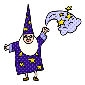 动画片涂鸦巫师施法法术图片