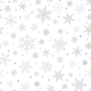 圣诞雪花无缝图案, 白色背景灰色