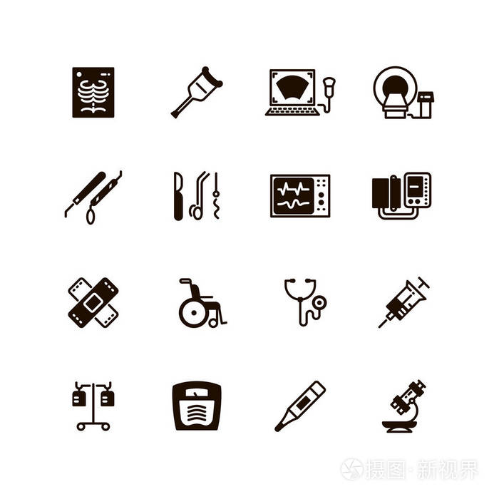 医疗设备和设备矢量图标