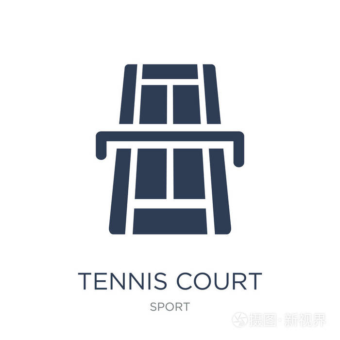 网球场图标。时尚平向量网球场图标在白色背景从体育汇集, 向量例证可用于网络和移动, eps10