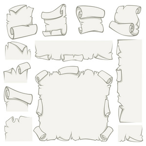 古代的图标旧羊皮纸纸卷用曲线边缘向量分离稀有手稿孤立的古代书写