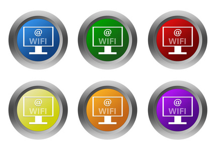 设置圆形彩色带的按钮，wifi 符号