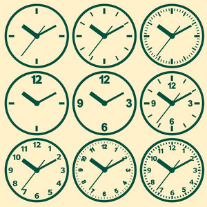 钟平图标。世界时间概念