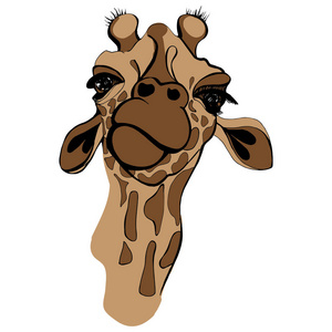 长颈鹿向量例证的 t恤衫。在滑稽的眼镜的狩猎长颈鹿的肖像