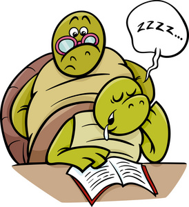 睡上一课卡通乌龟