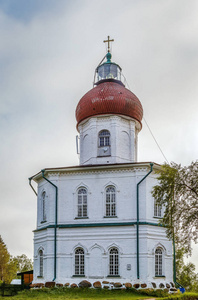 索洛维茨基寺的扬升 skete, 始建于第十九世纪, 位于俄罗斯大索洛维茨基岛 Sekirnaya 山上。教会灯塔