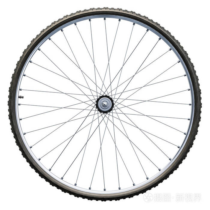 自行车车轮特写在白色背景上隔离3d渲染