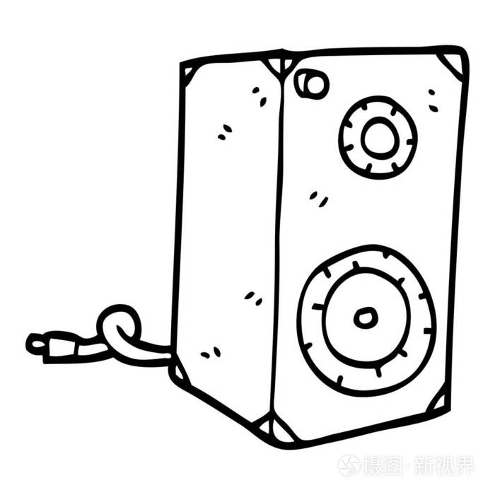 线画卡通复古扬声器