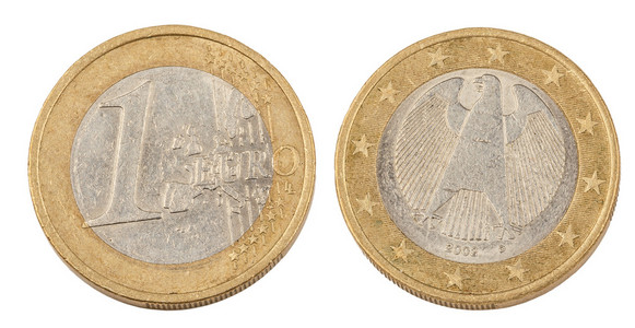 文化衫正反面一欧元硬币的正反面照片