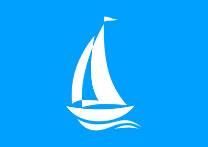 在蓝色背景上的白色帆船图标